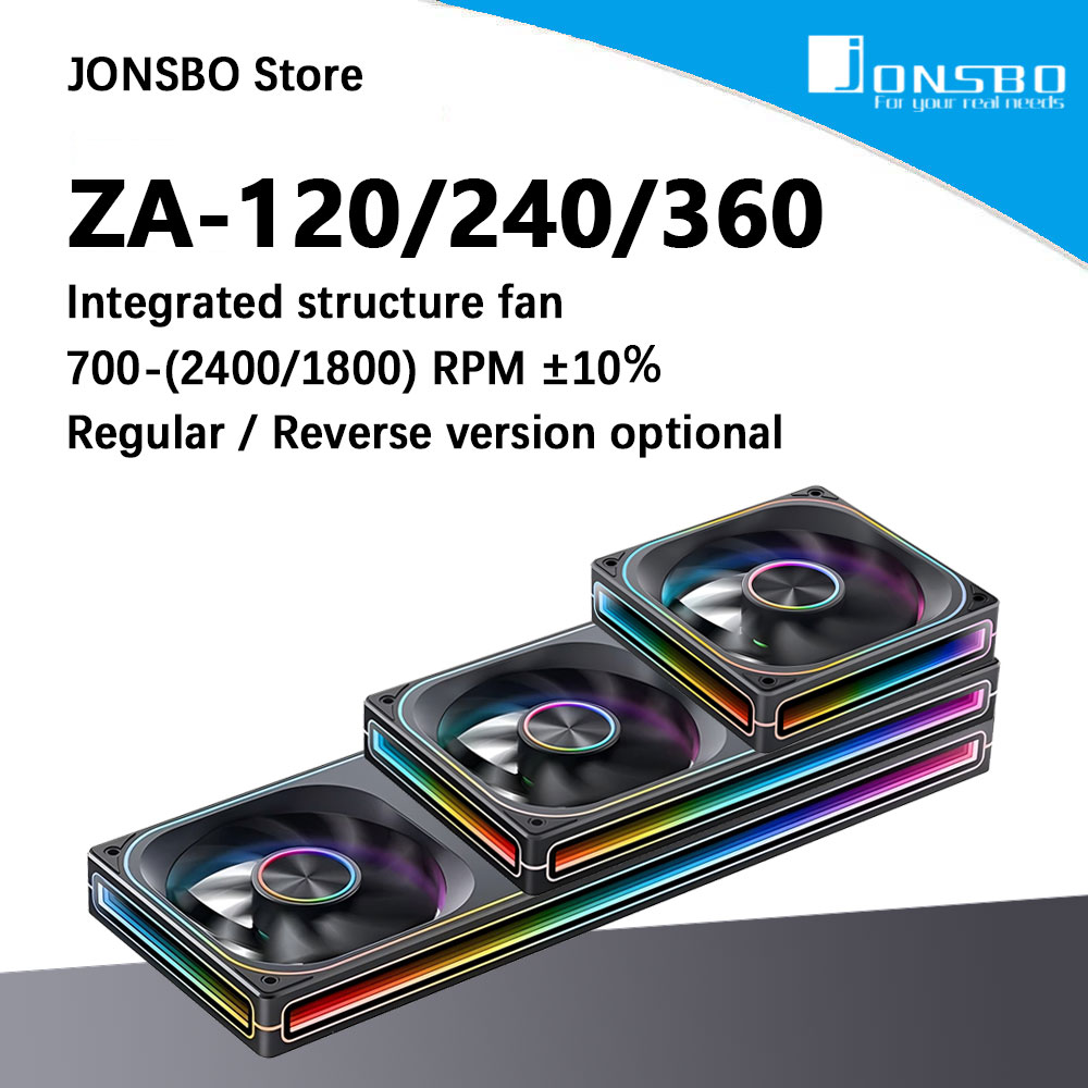 Heatsink Aluminum - JONSBO ZA-120/240/360 ARGB 12/24/36CM Gehäuselüfter Motherboard-Beleuchtungssynchronisierung/Aluminium-Typenschild/PWM-Gehäuselüfter