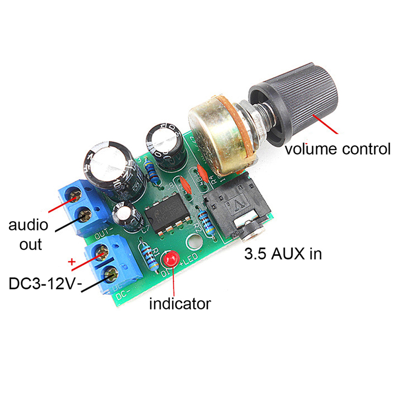 Volume Control Board - 【C】LM386 10W Audio-Verstärkerplatine Mono 3,5mm DC